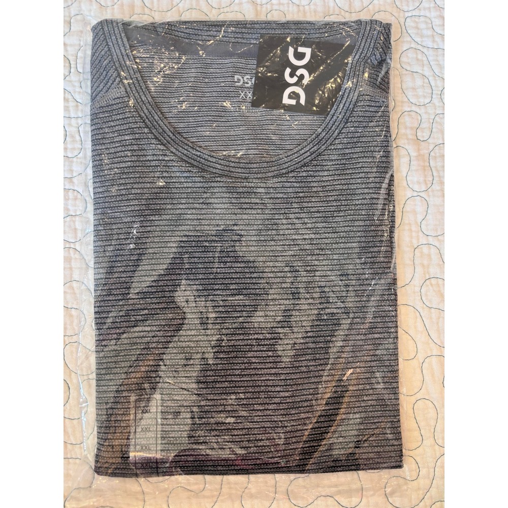 DSG Mens Movement Tee Dark Gray Heathered Stripe XXL Moisture Wicking Shirt